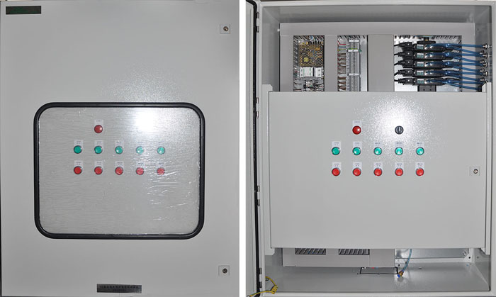 Double sided perspective remote control pneumatic solenoid valve control cabinet